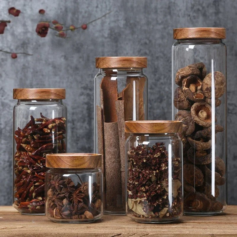 1 pçs tampa de madeira organizador vidro hermético vasilha garrafas de armazenam