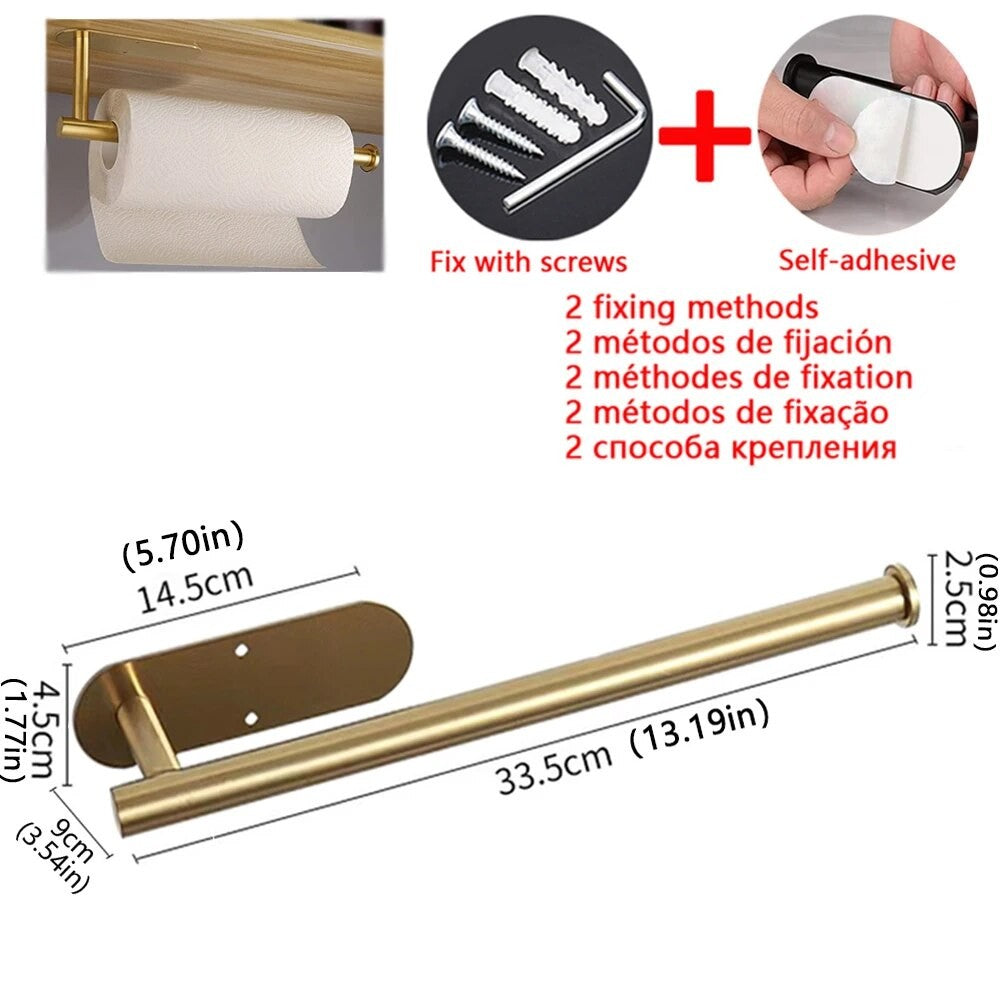 Suporte de toalha de papel de cozinha adesivo cabide de tecido rolo de papel hig