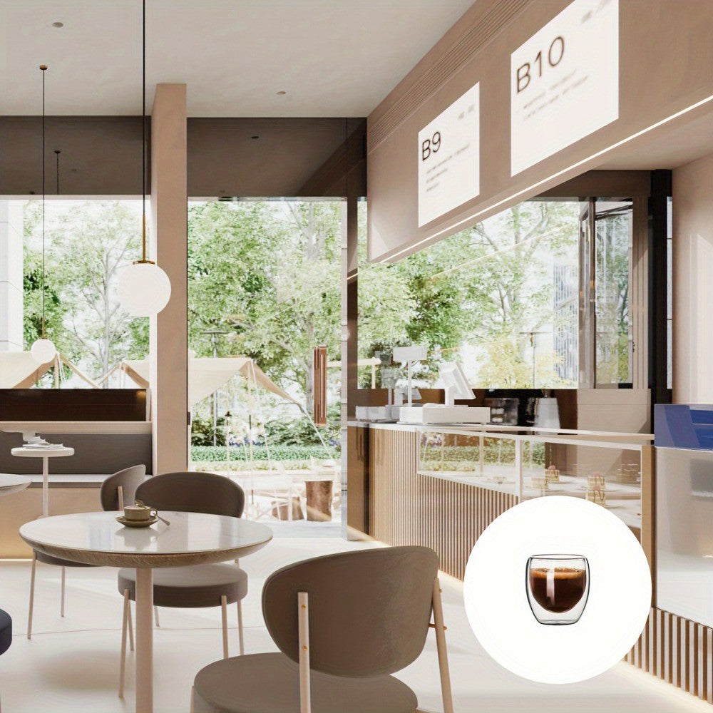 Copos de café expresso de vidro transparente com isolamento de parede dupla 80/2