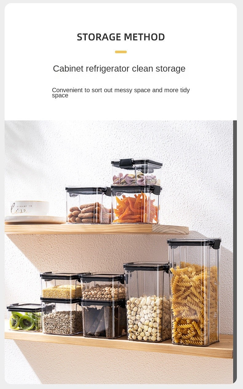 Frascos de plástico selados para cozinha, organizador de armazenamento de grãos,