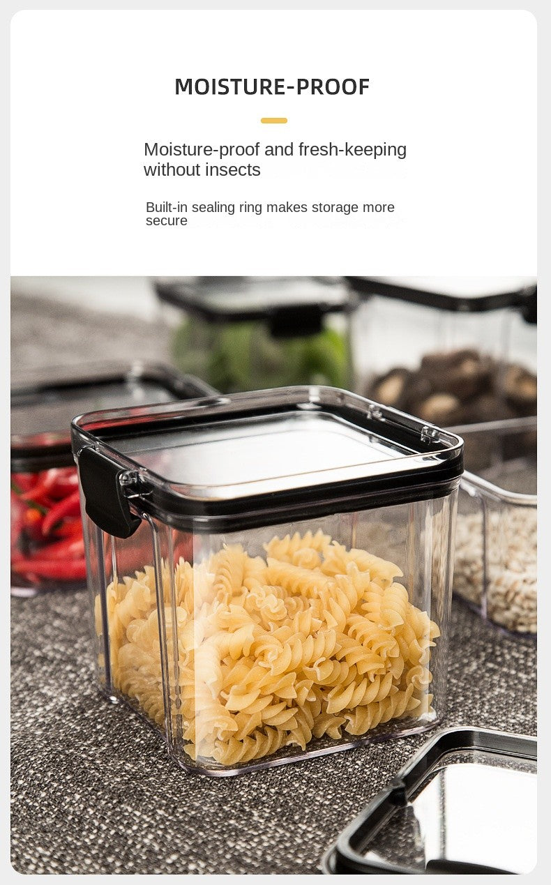 Frascos de plástico selados para cozinha, organizador de armazenamento de grãos,