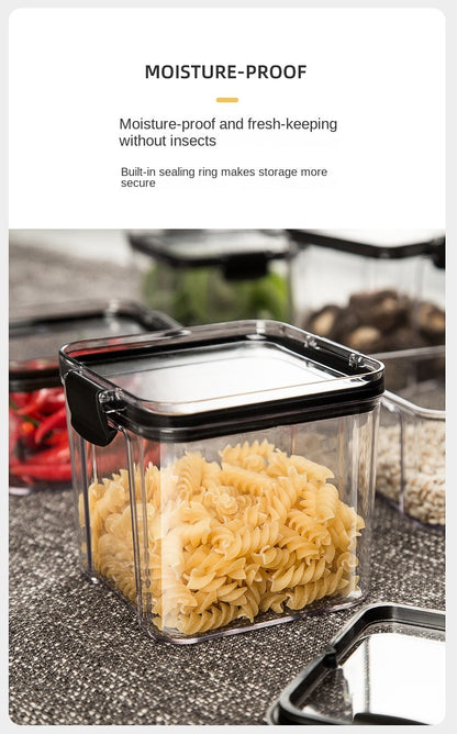 Frascos de plástico selados para cozinha, organizador de armazenamento de grãos,