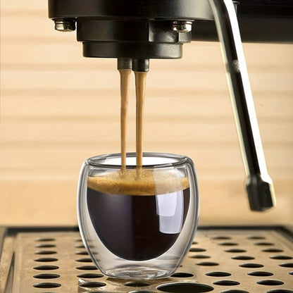 Copos de café expresso de vidro transparente com isolamento de parede dupla 80/2