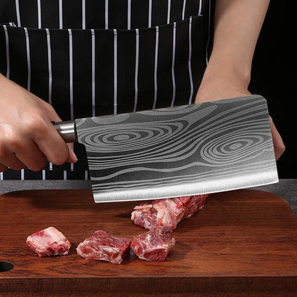 Conjunto de Facas de Cozinha Utilitárias com Padrão Damasco a Laser, Tesoura, Af