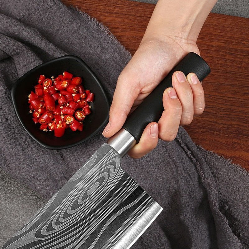 Conjunto de Facas de Cozinha Utilitárias com Padrão Damasco a Laser, Tesoura, Af