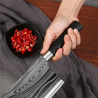 Conjunto de Facas de Cozinha Utilitárias com Padrão Damasco a Laser, Tesoura, Af