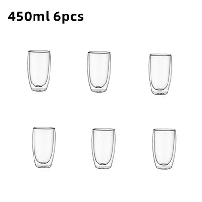 Copos de café expresso de vidro transparente com isolamento de parede dupla 80/2