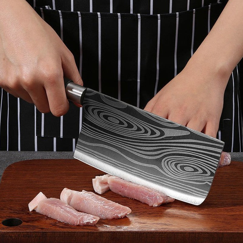 Conjunto de Facas de Cozinha Utilitárias com Padrão Damasco a Laser, Tesoura, Af