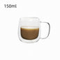Copo de café de vidro de parede dupla com alça, copos de café expresso de vidro