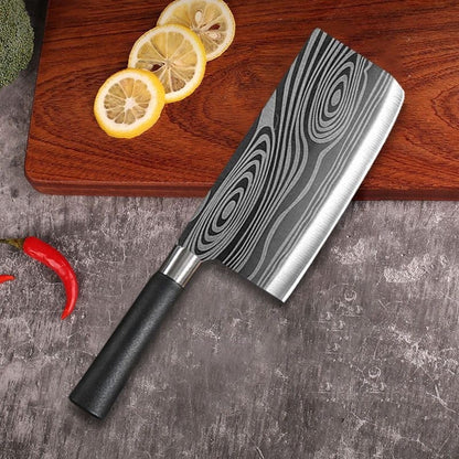 Conjunto de Facas de Cozinha Utilitárias com Padrão Damasco a Laser, Tesoura, Af