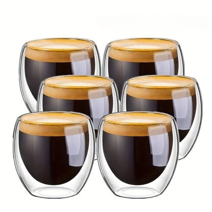 Copos de café expresso de vidro transparente com isolamento de parede dupla 80/2