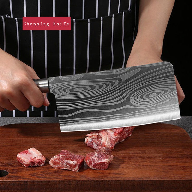 Conjunto de Facas de Cozinha Utilitárias com Padrão Damasco a Laser, Tesoura, Af